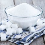 Portion of white sugar
