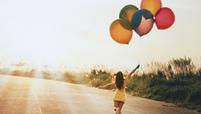 Girl with balloons